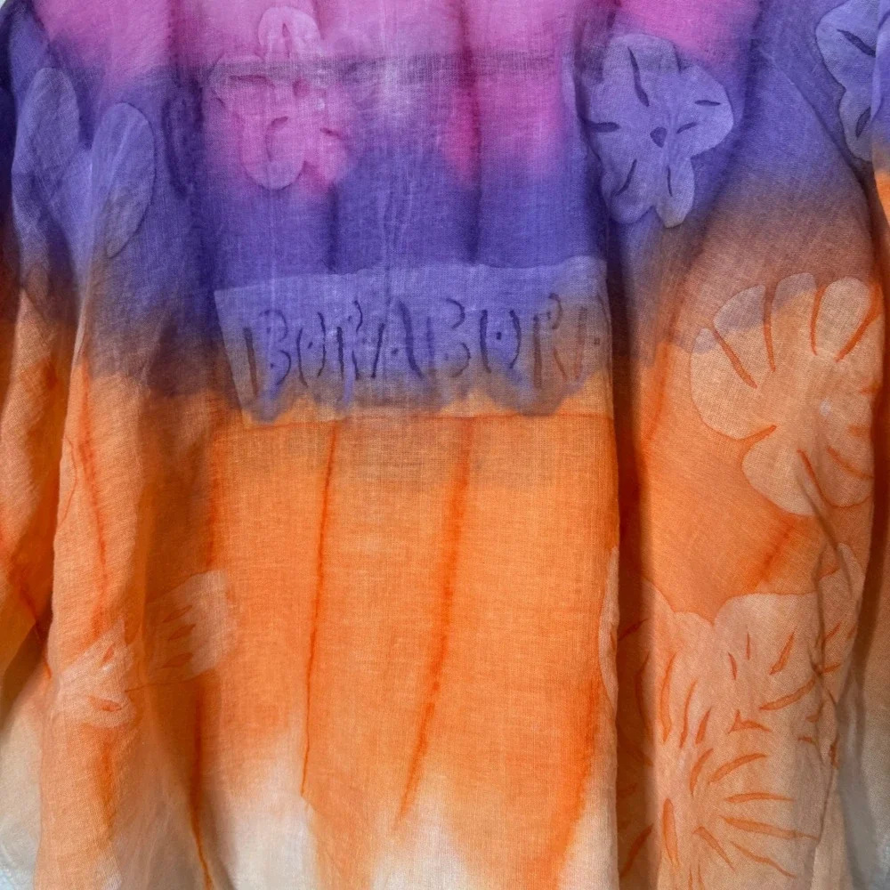 Handmade Bora Bora Tropical Poncho Top Tie Dye Beach Cover Up Kaftan One Size